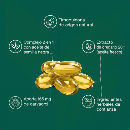 Aceite de orégano con aceite de semilla negra